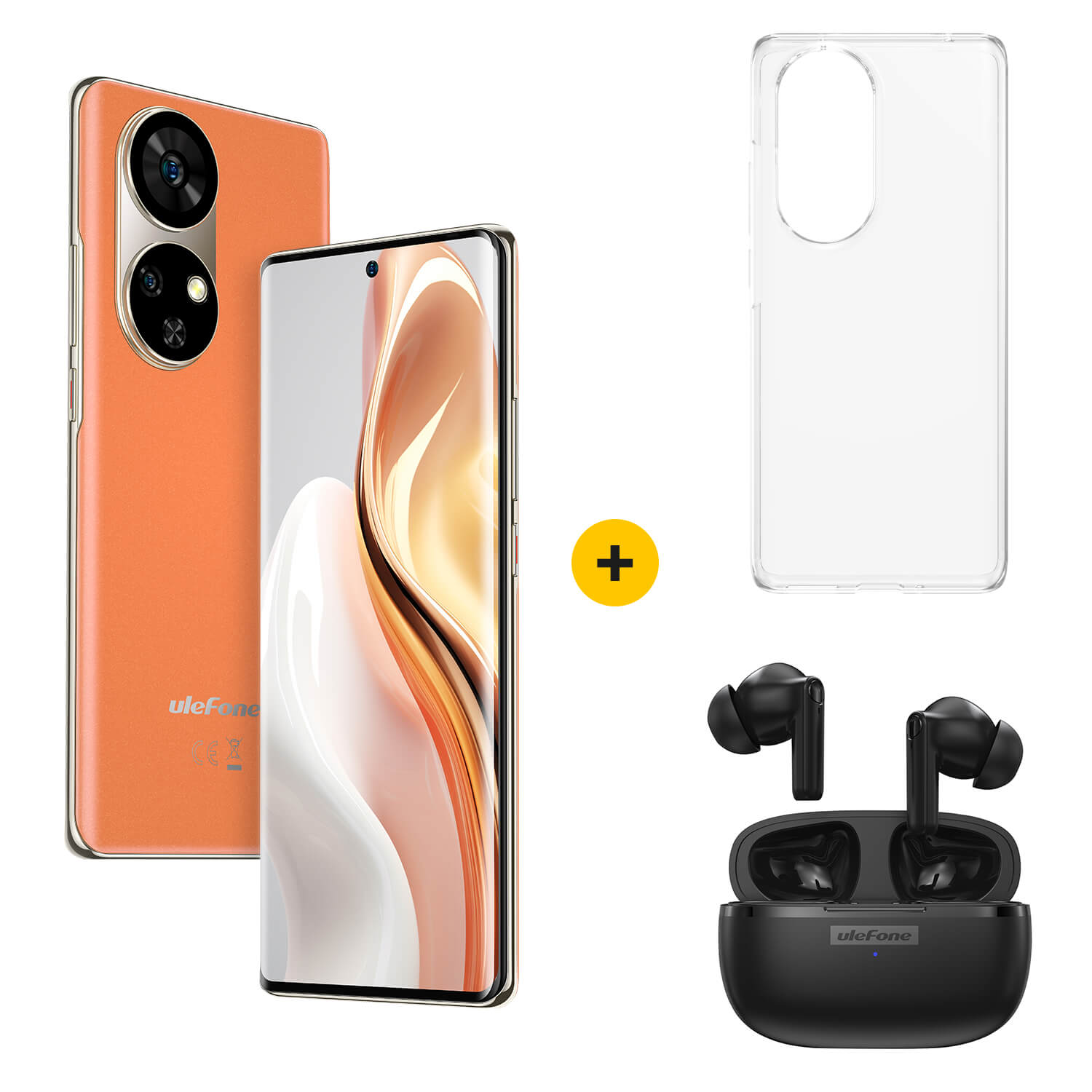 Ulefone Note 17 Smartphone Orange Color with TPU with buds